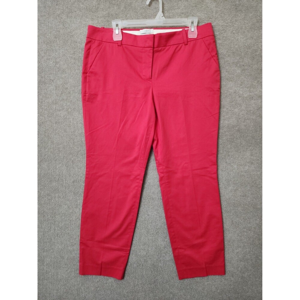 J Crew Cafe Capri Cropped Pants Womens 8 Pink Red Stretch NEW